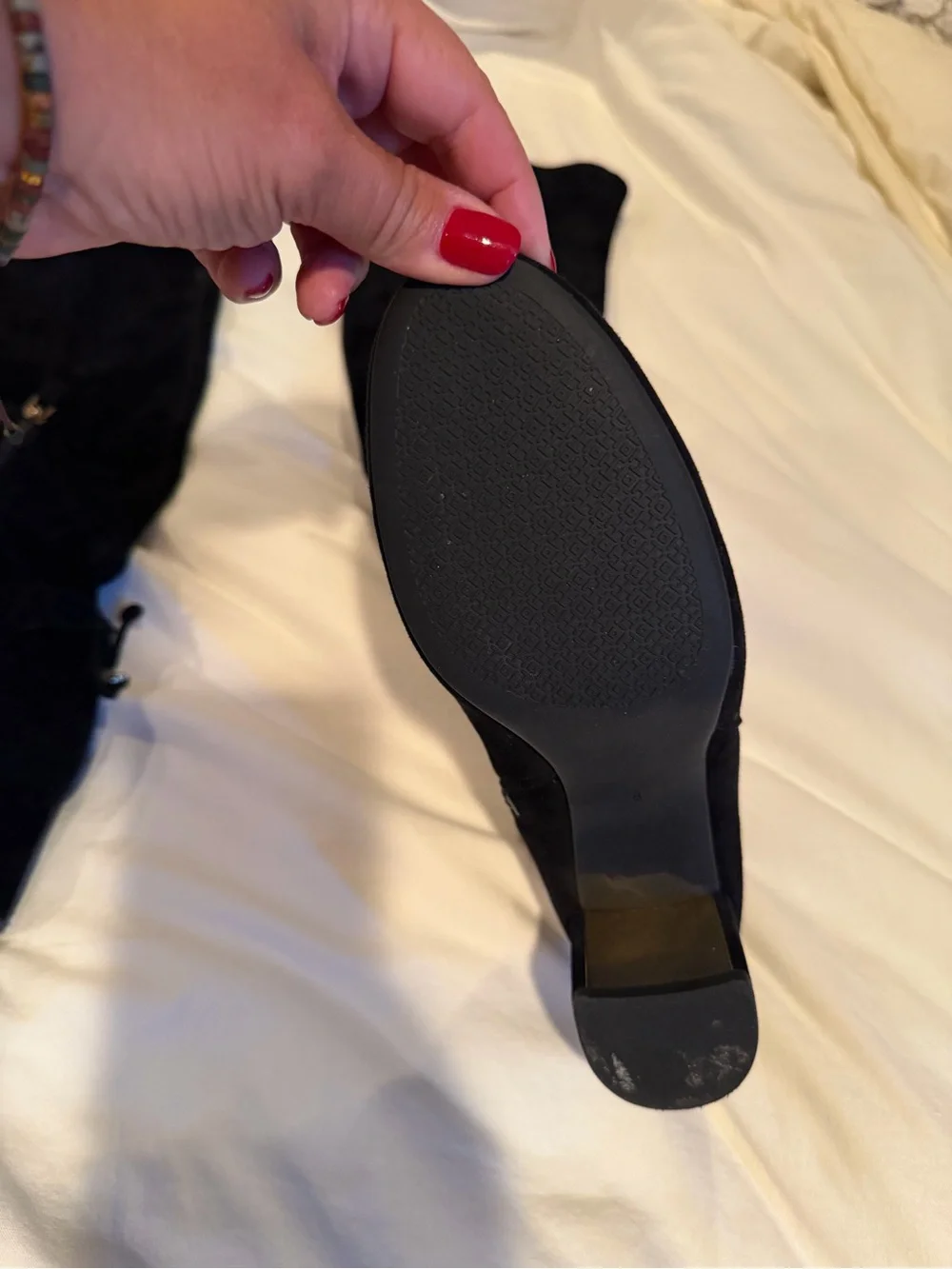 Tory Burch Black Suede Over-the-Knee Block Heel Boots